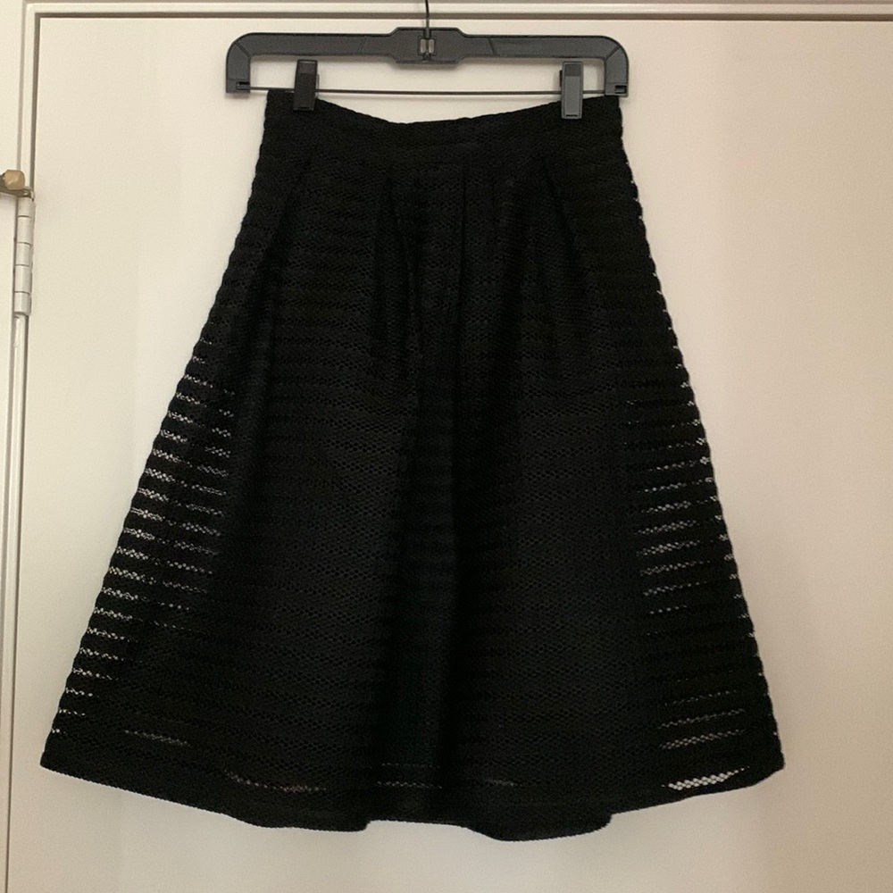 Forever 21 Black A-Line Crochet Midi Skirt